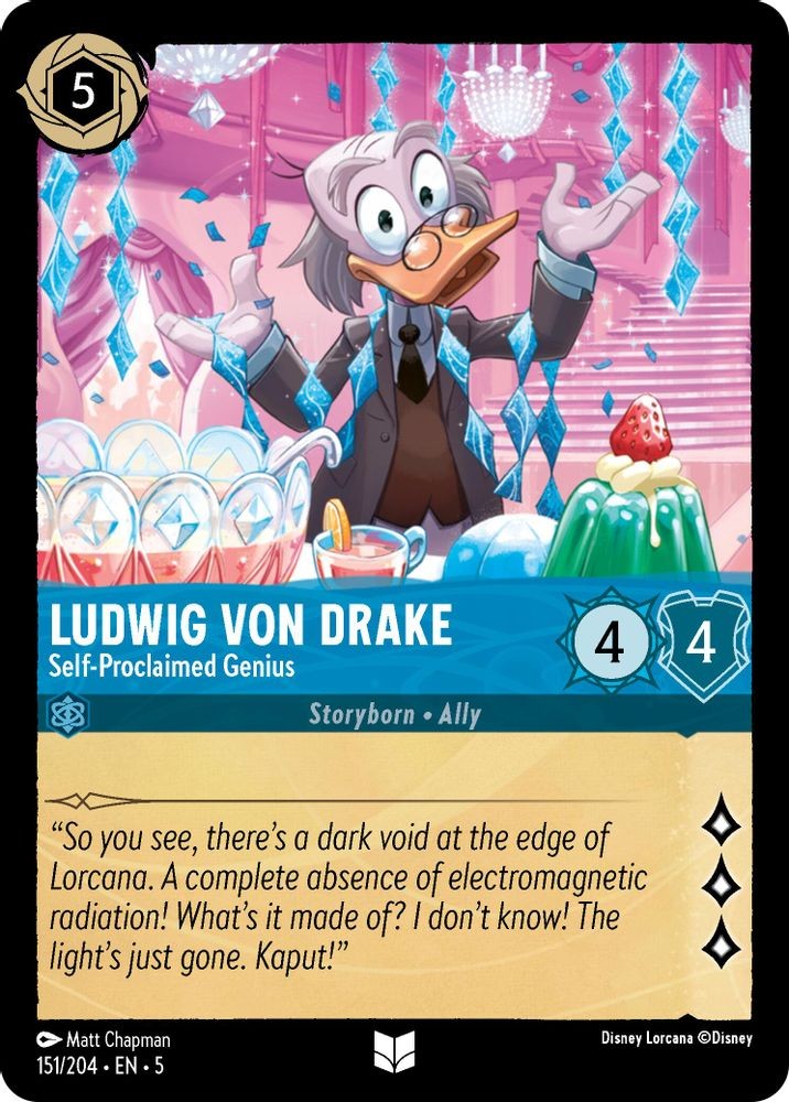 Ludwig Von Drake - Self-Proclaimed Genius 151/204 Shimmering Skies Lorcana NM Ludwig Von Drake - Self-Proclaimed Genius 151/204 Shimmering Skies Lorcana NM