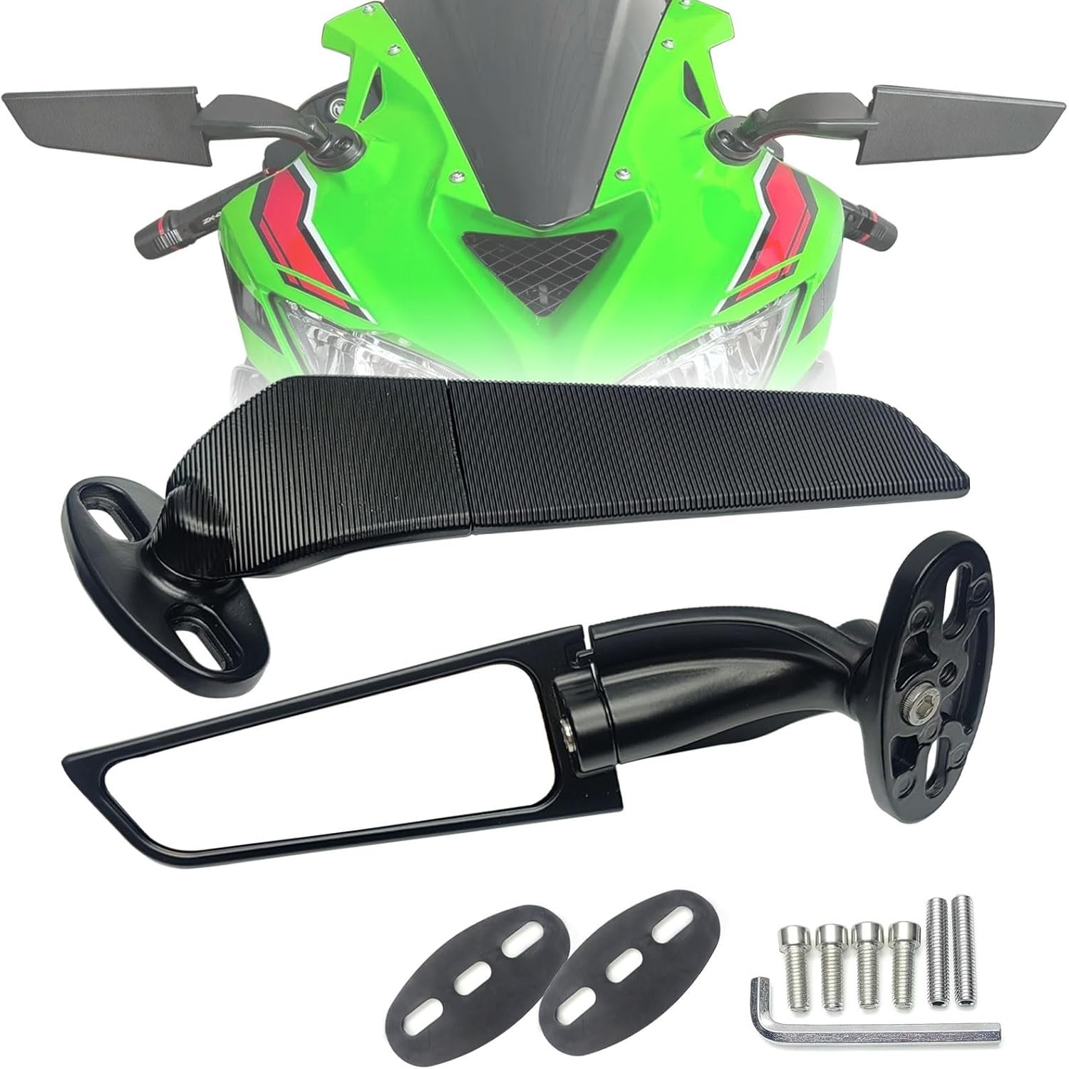 Motorcycle Mirrors Stealth Wind Wing Side Rearview Mirrors For Kawasaki Ninja Motorcycle Mirrors Stealth Wind Wing Side Rearview Mirrors For Kawasaki Ninja