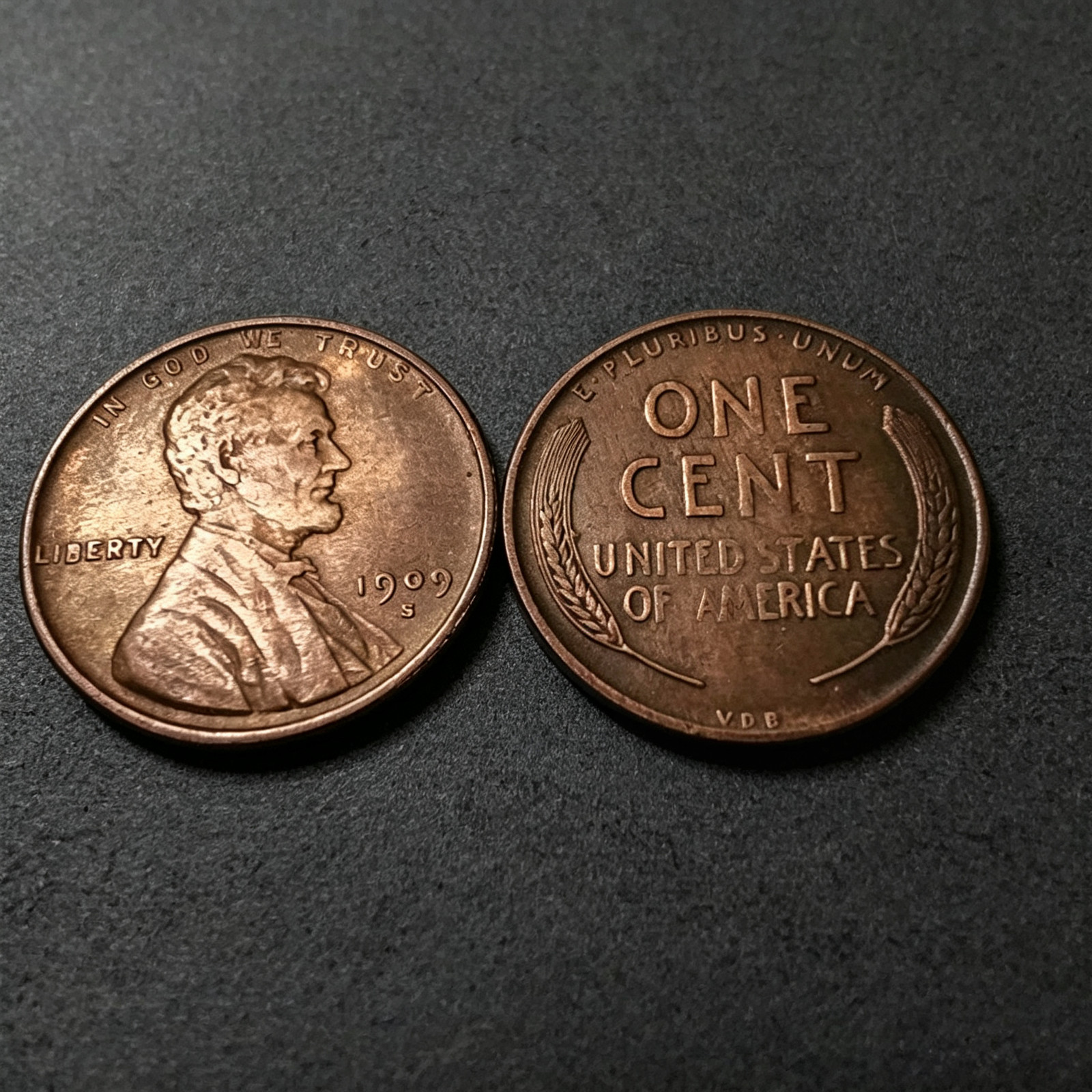 As shown in the figure 1909 S VDB Lincoln Wheat As shown in the figure 1909 S VDB Lincoln Wheat