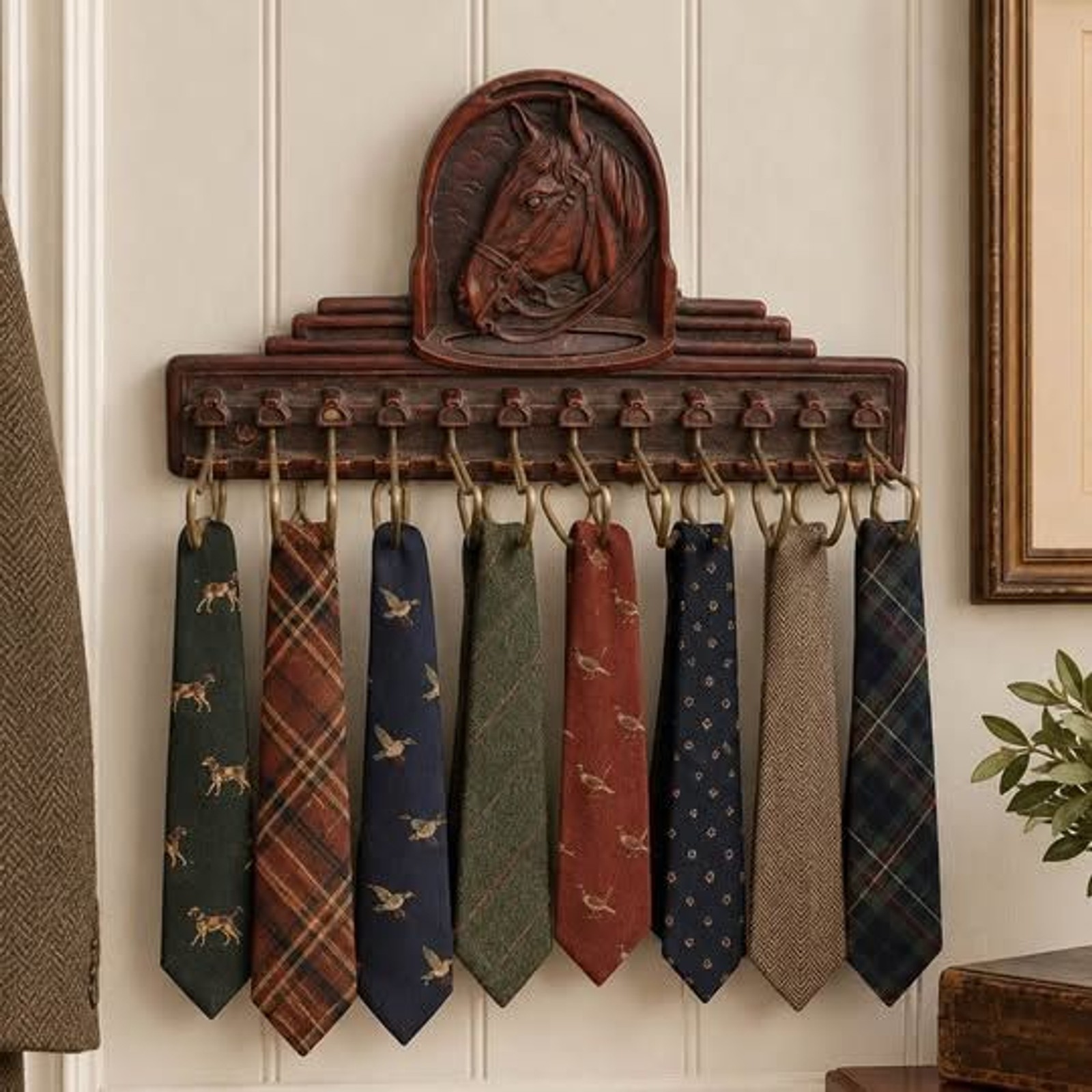 Vintage equestrian Horse Head Wall Mounted Tie Rack Vintage equestrian Horse Head Wall Mounted Tie Rack