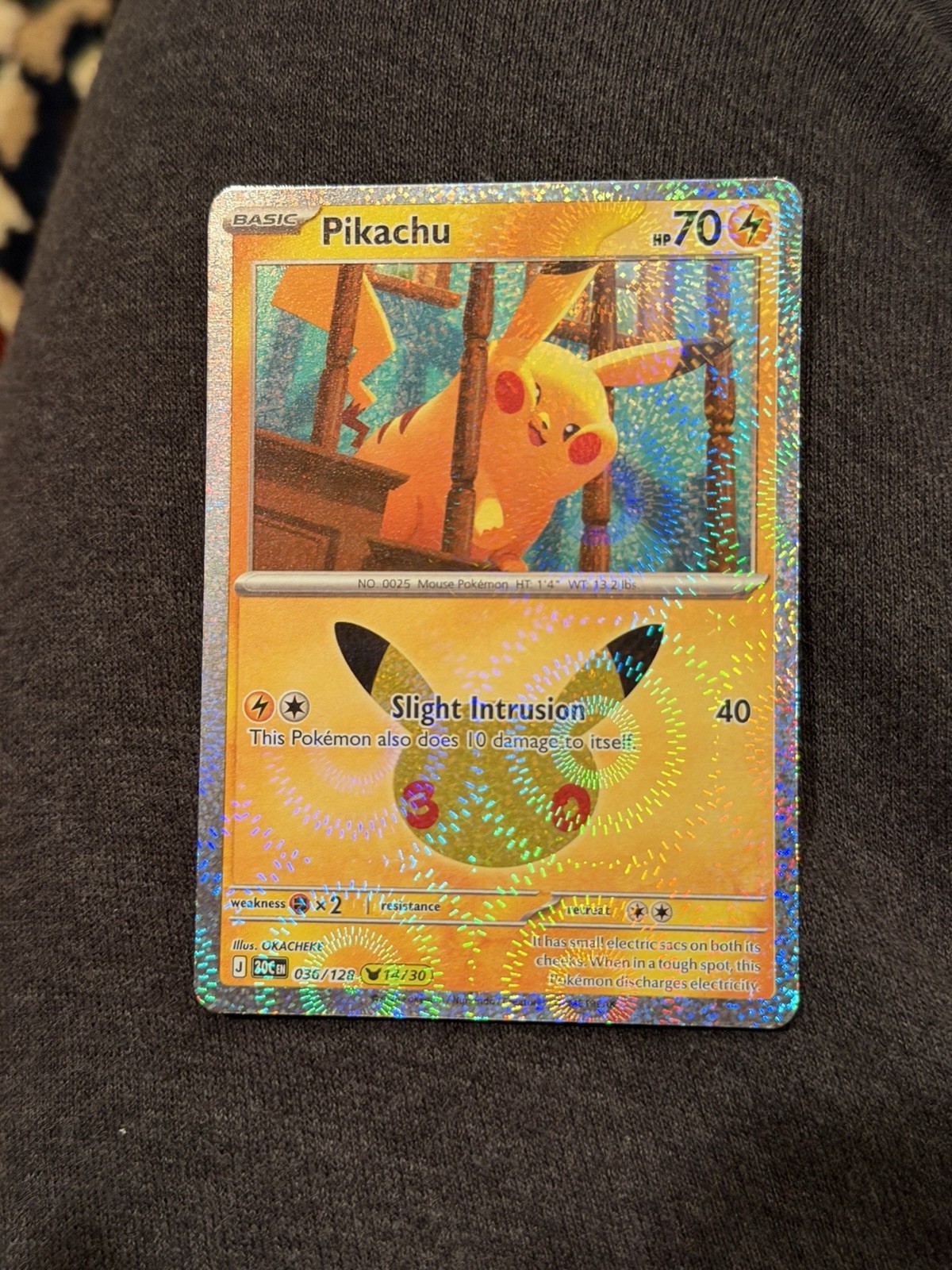 🔥Pikachu 036/128 Holo 14/30 Pokemon 30th Illus. Okacheke NM (In-Hand) 🔥Pikachu 036/128 Holo 14/30 Pokemon 30th Illus. Okacheke NM (In-Hand)