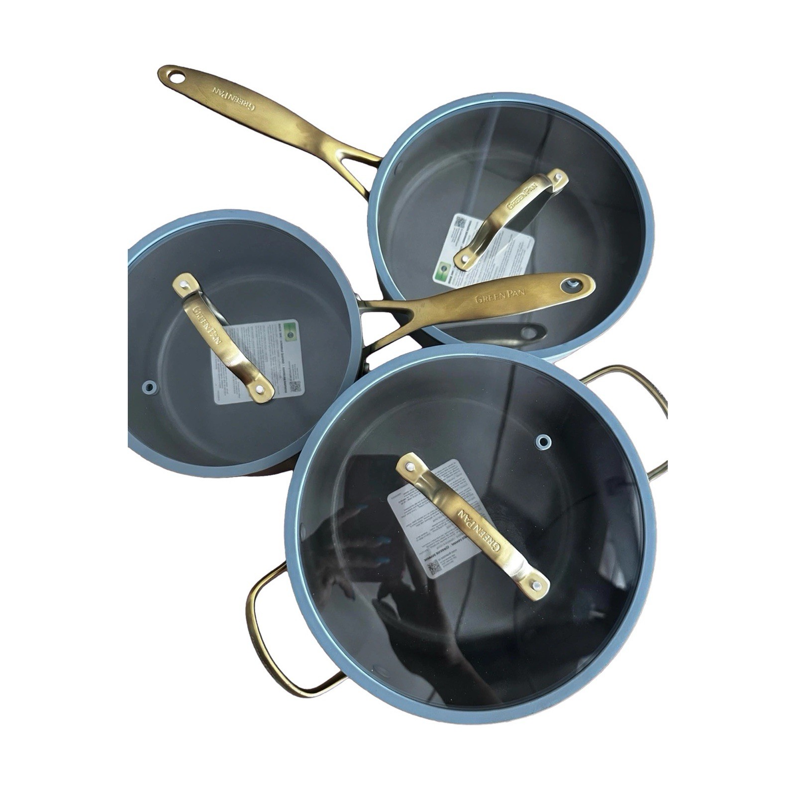 GreenPan Reserve Twilight Blue Saucepan + Lid Gold Handle - Set NEW No Box