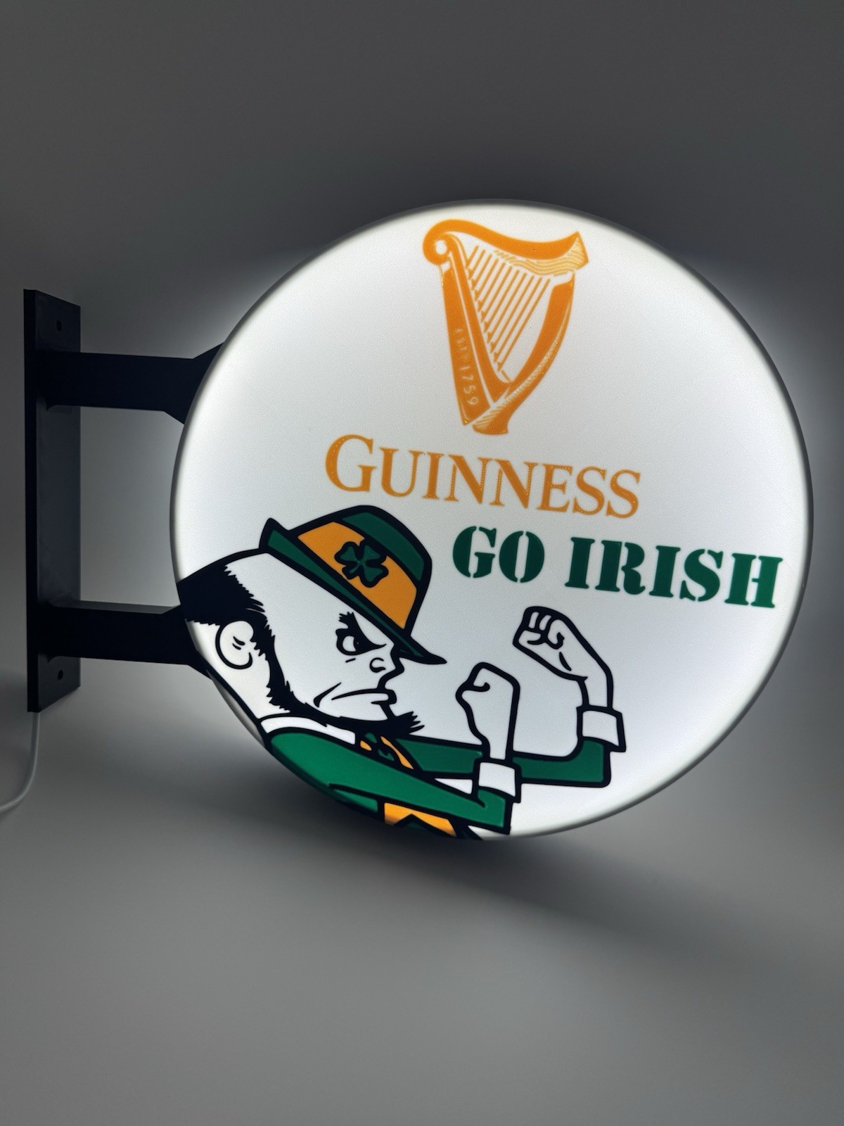 Guinness Beer Notre Dame Pub Style Dual Side Light Up LED Sign Bar Irish College Guinness Beer Notre Dame Pub Style Dual Side Light Up LED Sign Bar Irish College