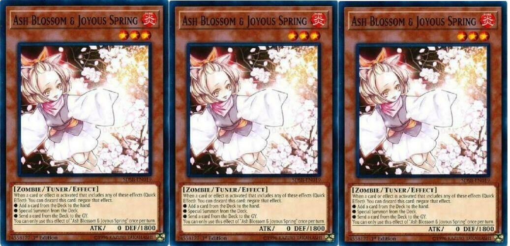 *** 3X ASH BLOSSOM & JOYOUS SPRING 3X *** PLAYSET SDSB-EN019 MINT YUGIOH