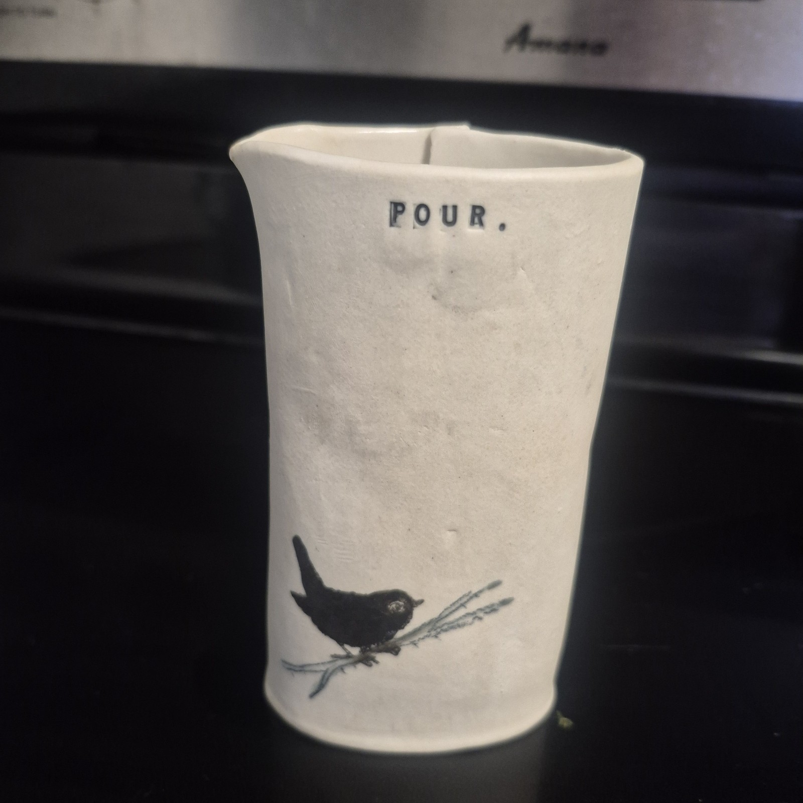 Rare handmade Rae Dunn Chirp Small Pitcher Bird POUR