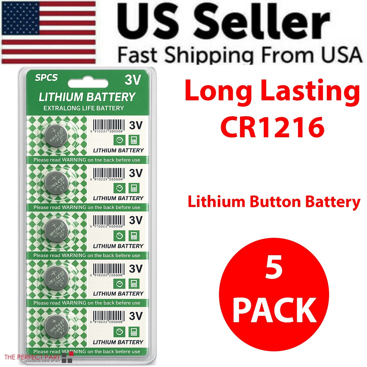5 PCS New Lithium Battery 3V CR1216 /CR 1216 Button Cell Watch Calculator Long