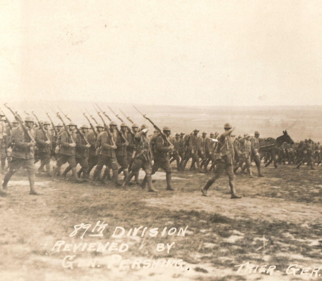 WWI Army Soldiers Rifles 89th Infantry Pershing Real Photo Postcard RPPC 