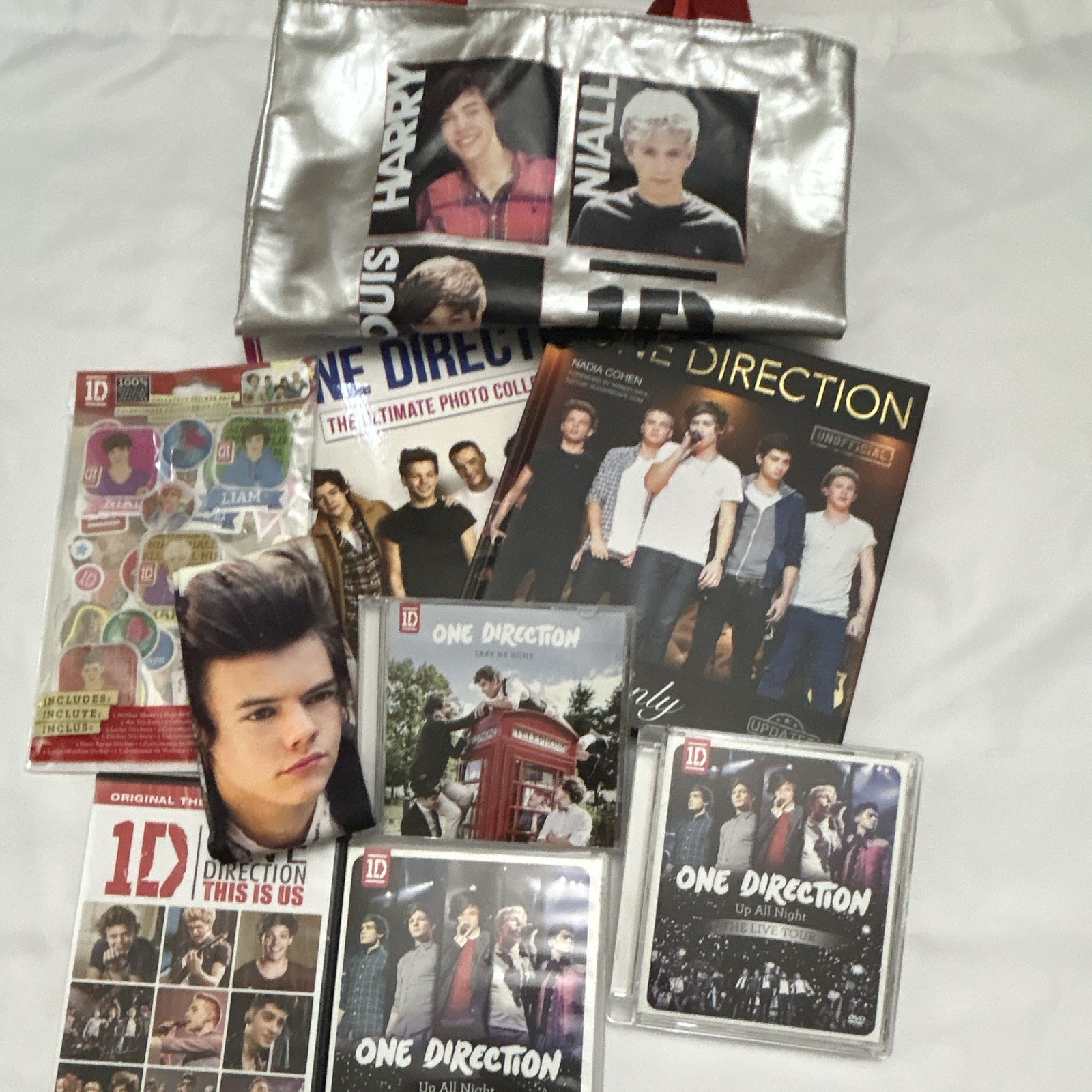 One Direction 2012 Memorabilia Lot: Tote Bag, Photo Collection Books, CD, DVDs One Direction 2012 Memorabilia Lot: Tote Bag, Photo Collection Books, CD, DVDs