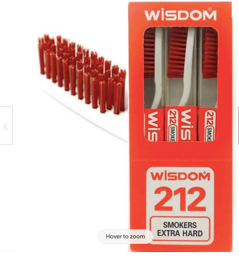 3X Wisdom 212 Smokers Extra Hard Brown Bristle Tooth Brush.USA Seller ( 3pieces)