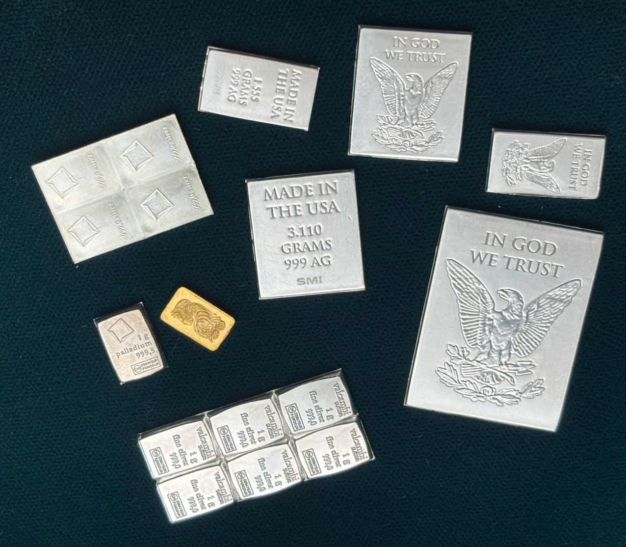 PAMP Gold Lady Fortuna Valcambi Palladium 26g+ .999 Silver SMI Bullion Lot