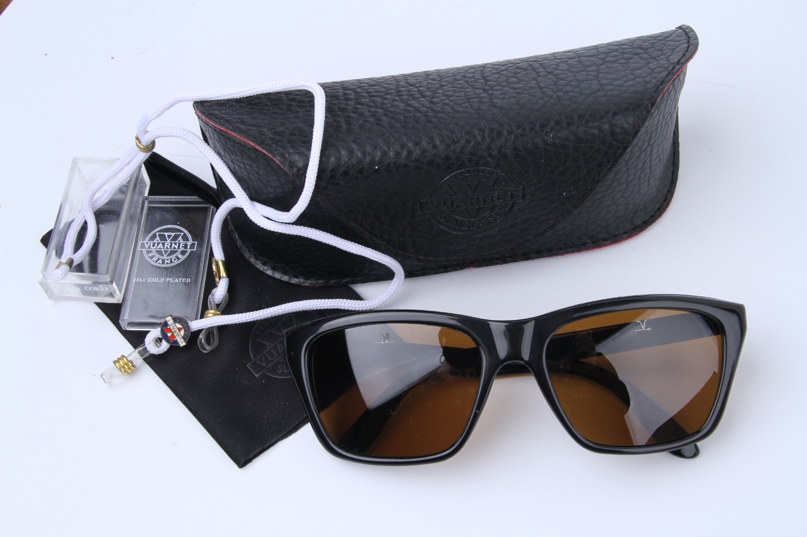 Vintage Vuarnet 006 Large Black  Sunglasses PX2000 Mineral  Light Brown