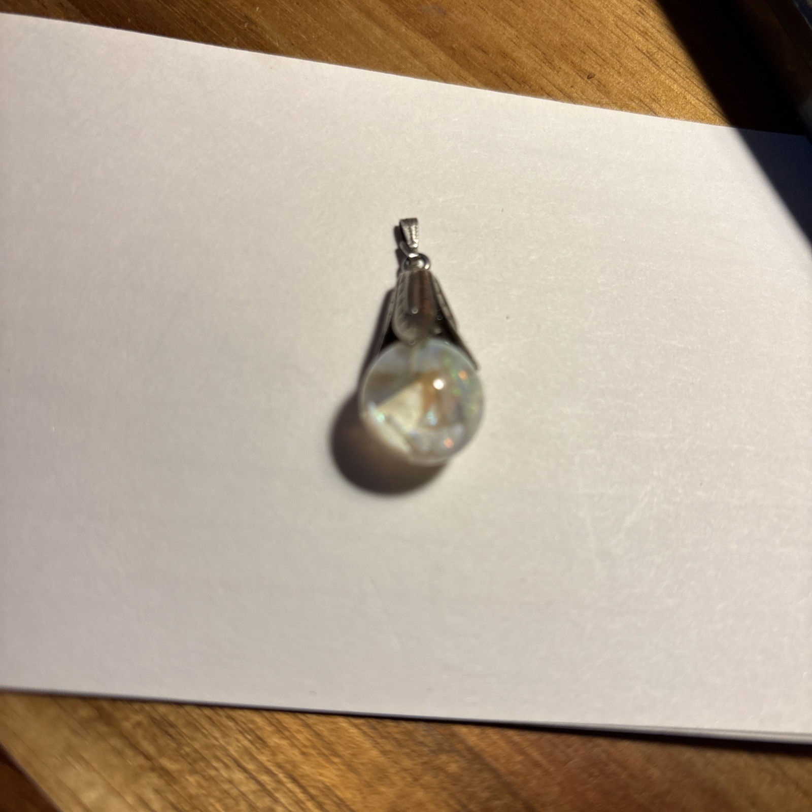 Vintage Floating Opals Pendant Sterling Silver Tulip Cap