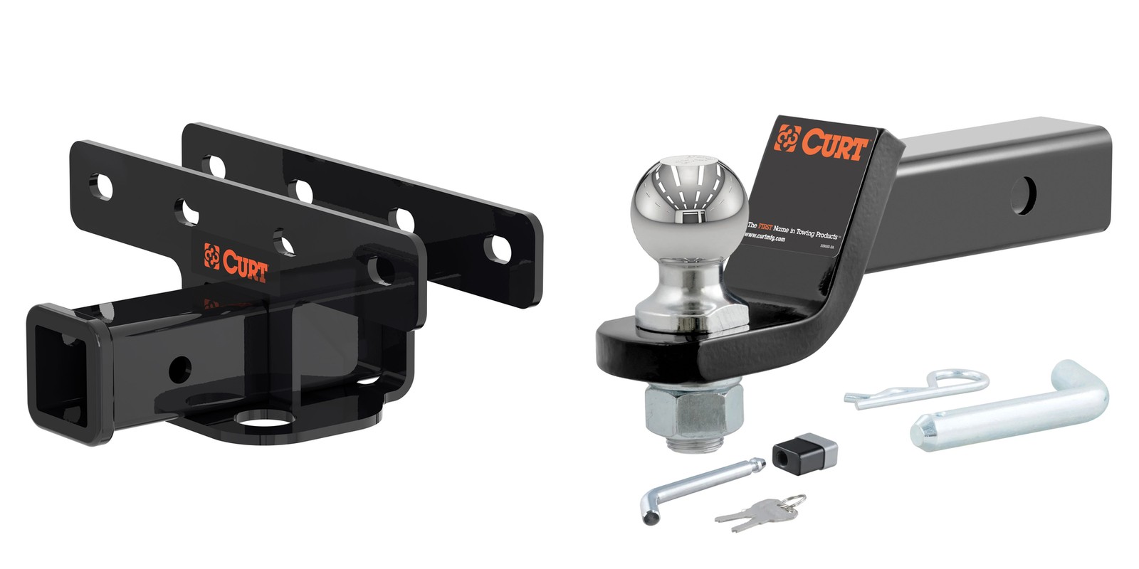 CURT Trailer Hitch Class 3 Tow Kit, 2in Ball Mount, Hitch Lock, Pin & Clip 13564