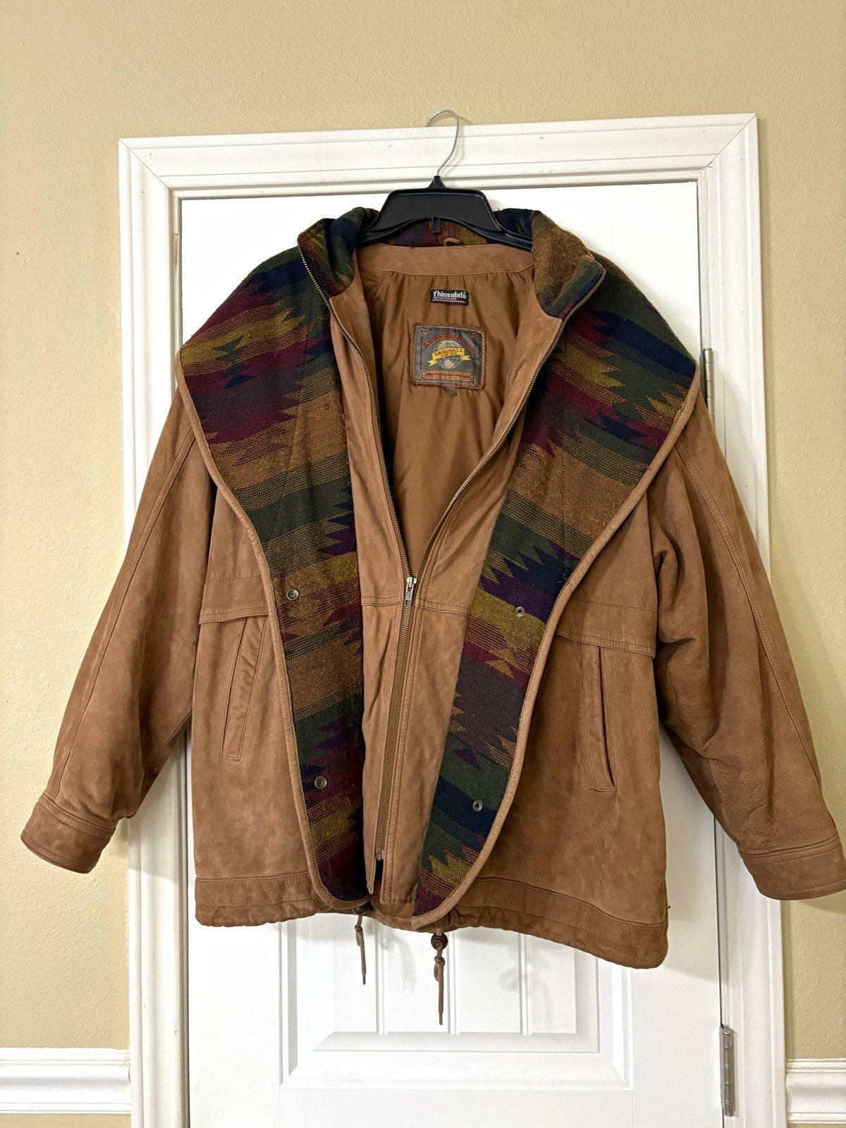 Vtg Wilsons Leather Adventure Bound Jacket Mens XL Brown Aztec Western Thinsula Vtg Wilsons Leather Adventure Bound Jacket Mens XL Brown Aztec Western Thinsula