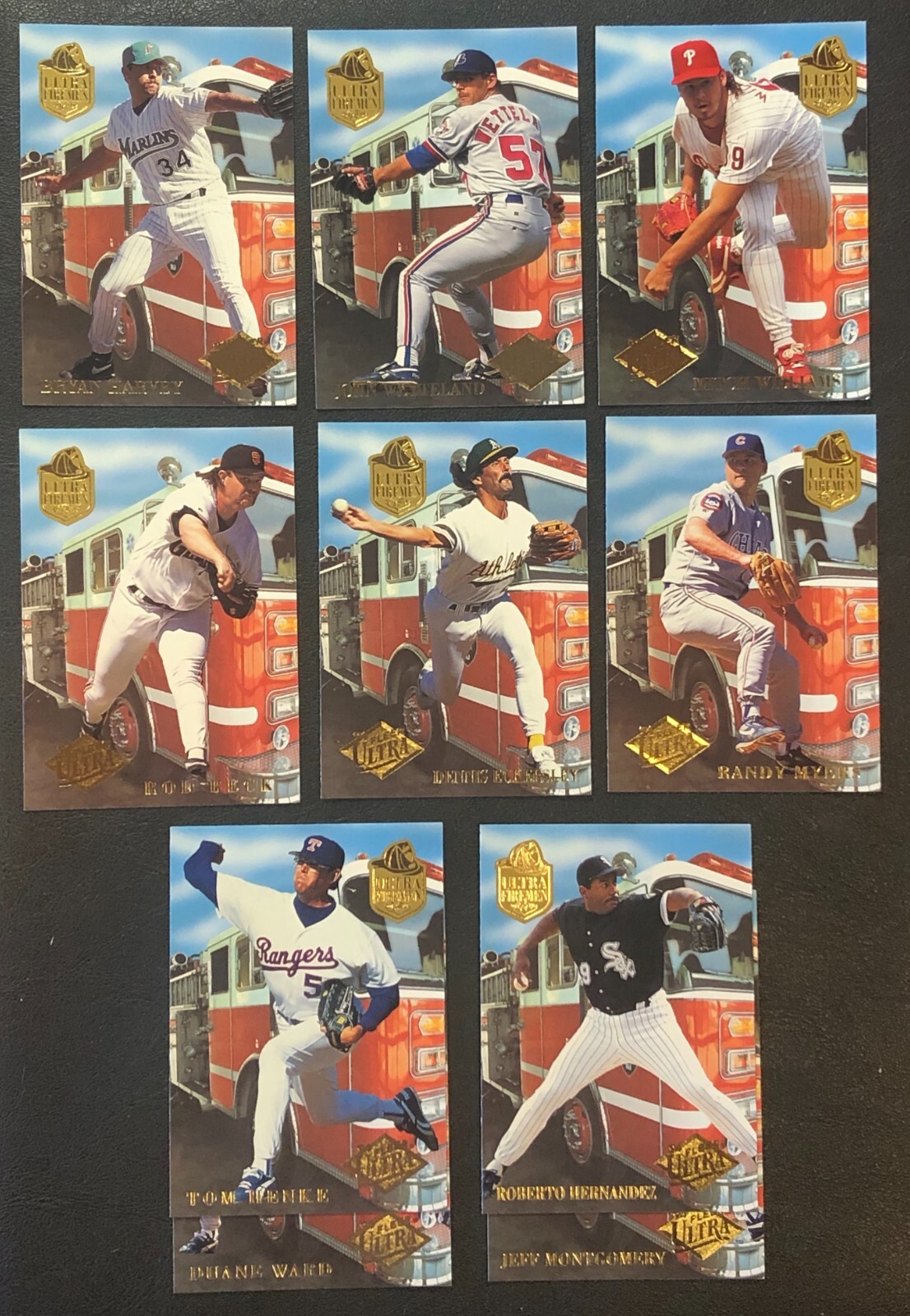 1994 Fleer Ultra Fireman Baseball 10 Trading Card Insert Set