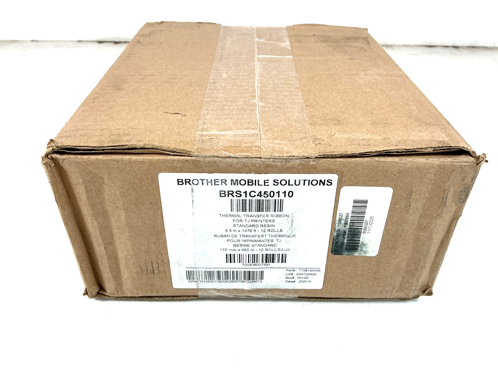 Brother BRS1C450110 110mm Black TT Resin Ribbon 450m 12 Rolls - BRS1C450110 Brother BRS1C450110 110mm Black TT Resin Ribbon 450m 12 Rolls - BRS1C450110