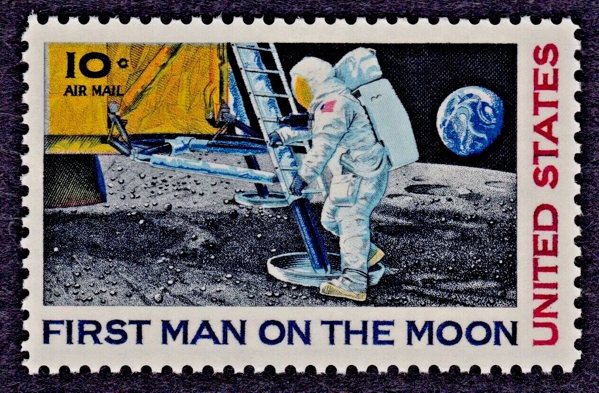 1969 FIRST MAN ON THE MOON STAMP AIR MAIL SPACE POSTAGE US EARTH ASTRONAUT MNH 1969 FIRST MAN ON THE MOON STAMP AIR MAIL SPACE POSTAGE US EARTH ASTRONAUT MNH