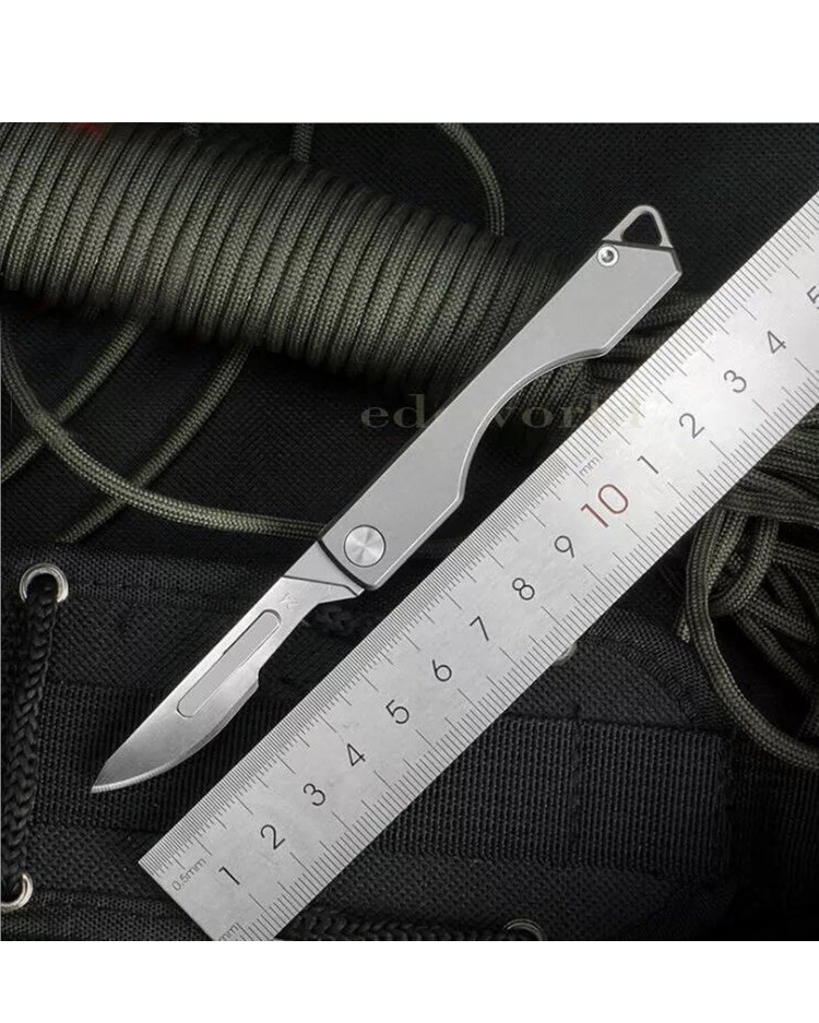 TC4 Titanium Keychain Utility Knife Scalpel Blade Outdoor Folding Knife EDC Tool TC4 Titanium Keychain Utility Knife Scalpel Blade Outdoor Folding Knife EDC Tool