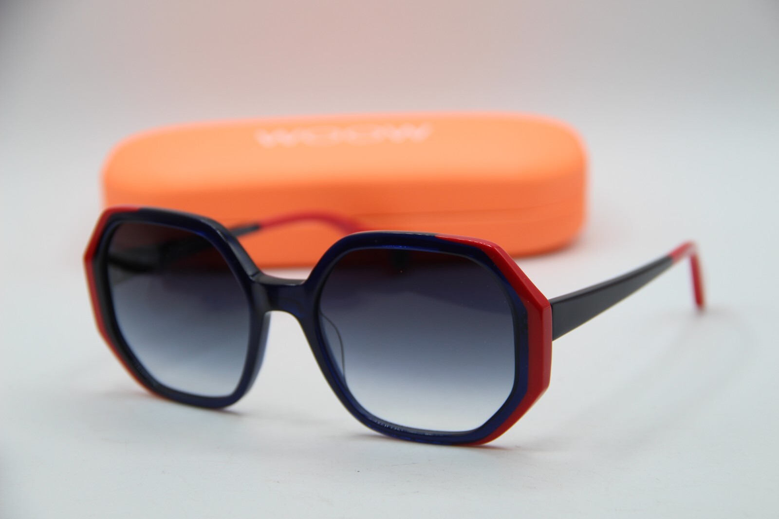 NEW WOOW SUPER VISION 2 COL 471 DARK BLUE RED GRADIENT SUNGLASSES W/CASE 53-18