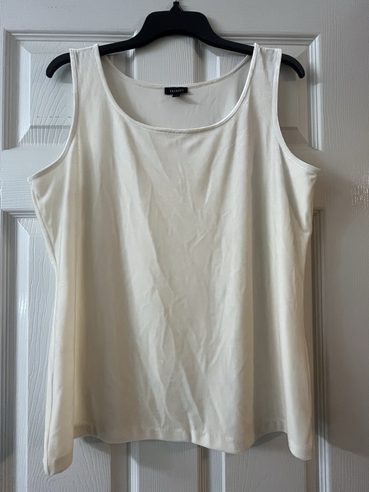 Talbots Womens Ivory Solid Scoop Neck velvety Stretch Knit Tank Top L Talbots Womens Ivory Solid Scoop Neck velvety Stretch Knit Tank Top L