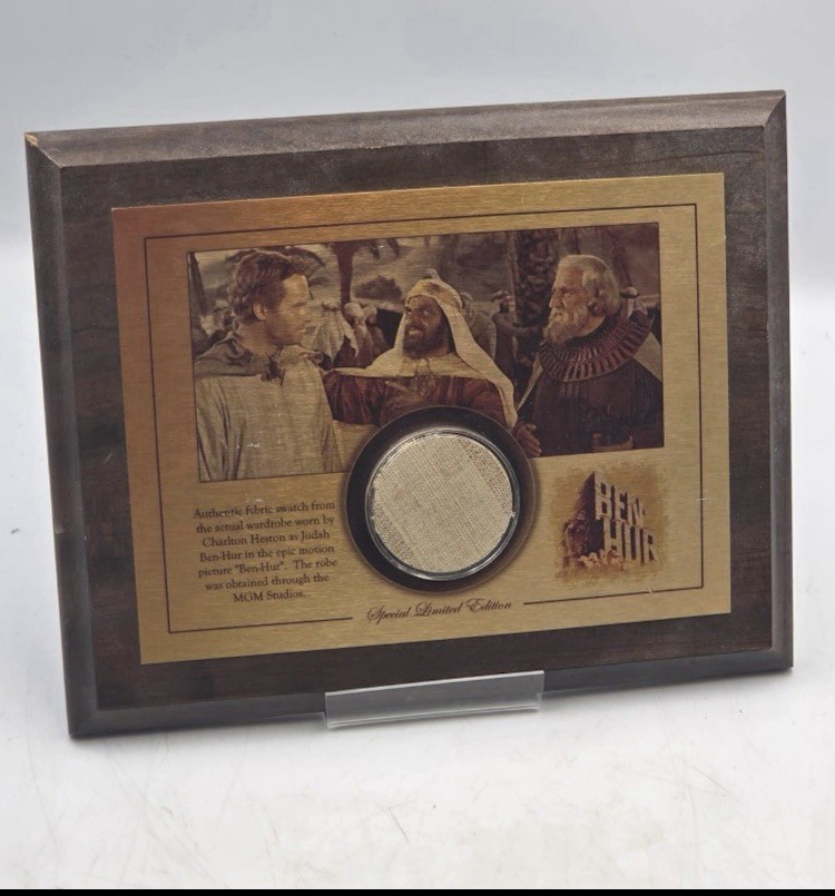 Ben Hur Original 1959 Charlton Heston Worn Robe Movie Fabric Relic Swatch MGM Ben Hur Original 1959 Charlton Heston Worn Robe Movie Fabric Relic Swatch MGM