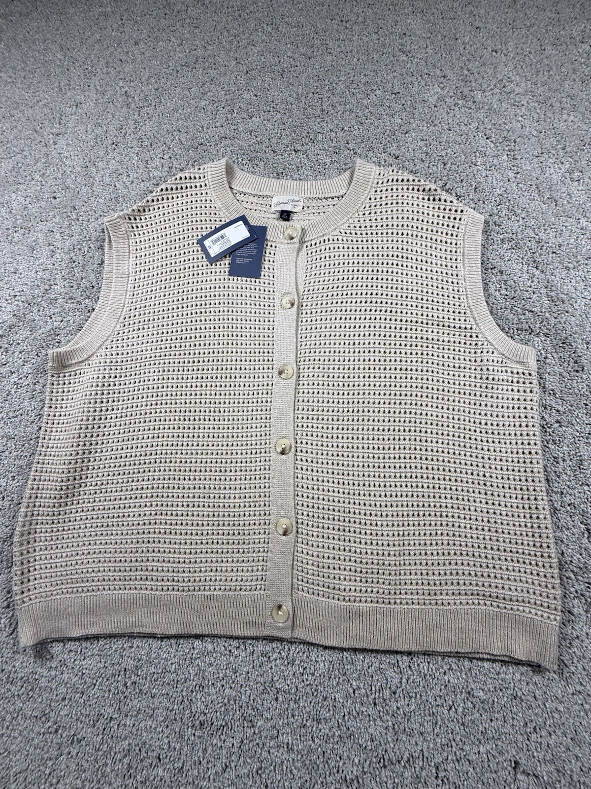 NWT Universal Thread Womens 2X Beige Sleeveless Sweater Vest Cotton
