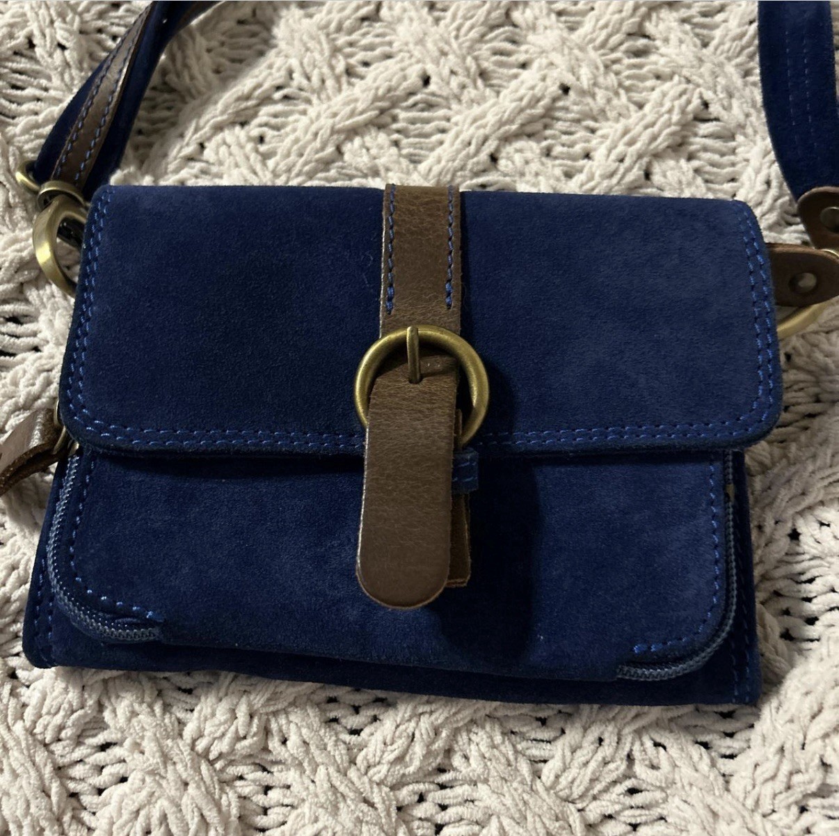 Authentic Vintage Cécile & Jeanne Paris Convertible Blue Suede Utility Bag Authentic Vintage Cécile & Jeanne Paris Convertible Blue Suede Utility Bag
