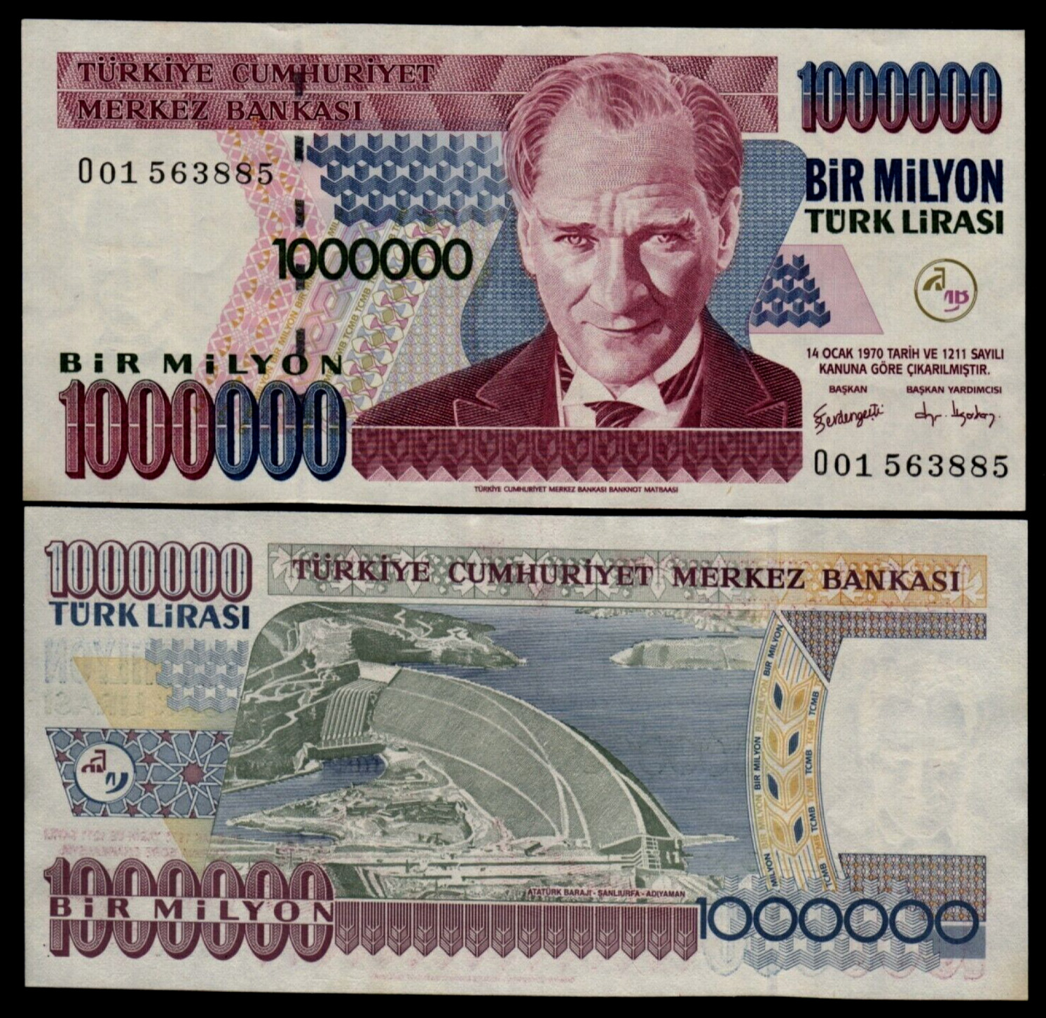 1,000,000 Turkey 1 Million LIRA P-213 1970 ( 2002 ) DAM UNC Turkish 1000000 NOTE 1,000,000 Turkey 1 Million LIRA P-213 1970 ( 2002 ) DAM UNC Turkish 1000000 NOTE