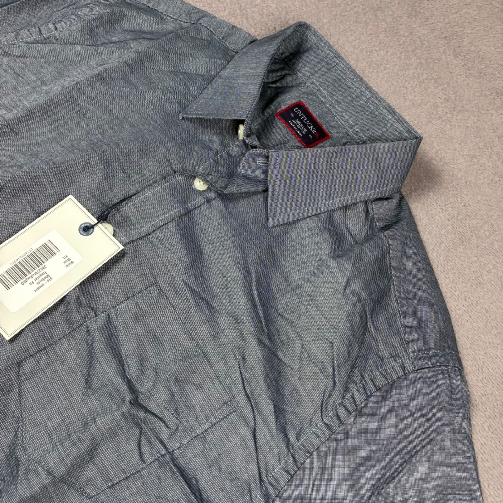 UNTUCKit Pio Cesare Mens Medium Regular Fit Blue Micro Check Cotton Shirt NWT UNTUCKit Pio Cesare Mens Medium Regular Fit Blue Micro Check Cotton Shirt NWT