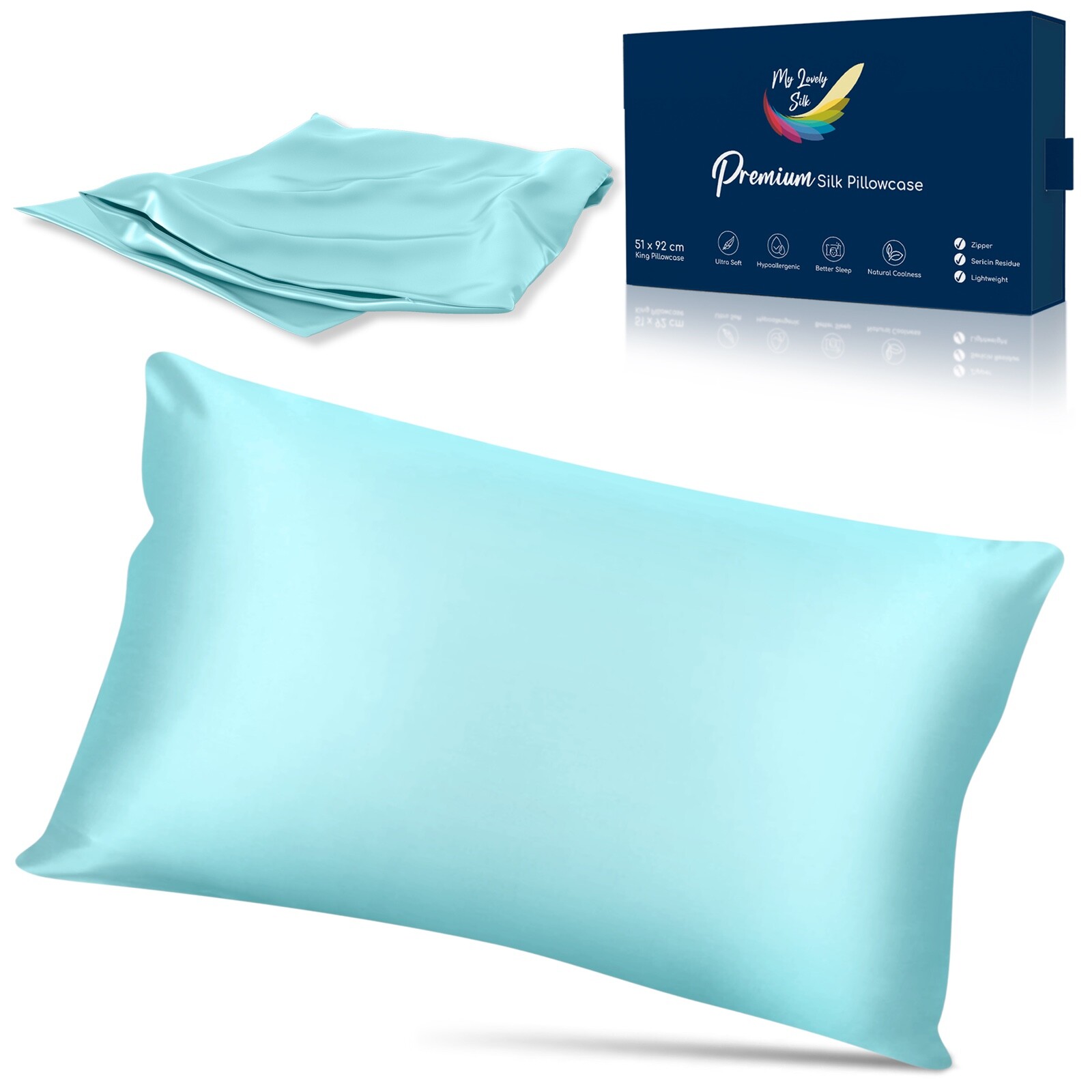 My Lovely Silk Pure 6A Silk Pillowcase -KING SIZE( LIGHT BUE)