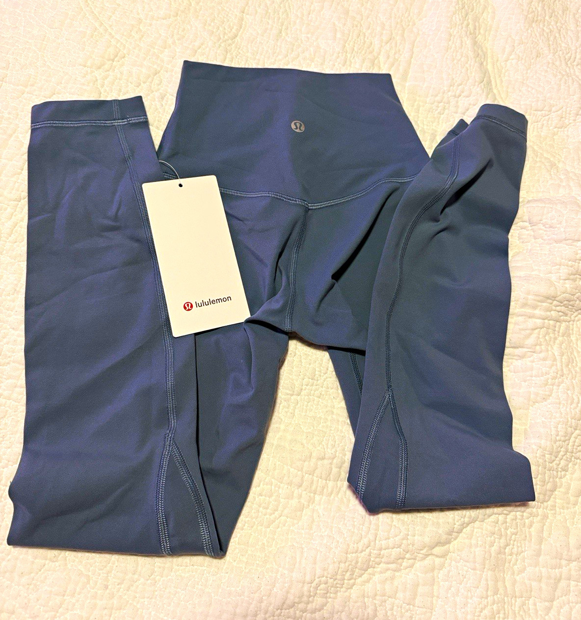 lululemon Women’s Blue Solid Ankle Leggings Logo Accent Size 0 NWT