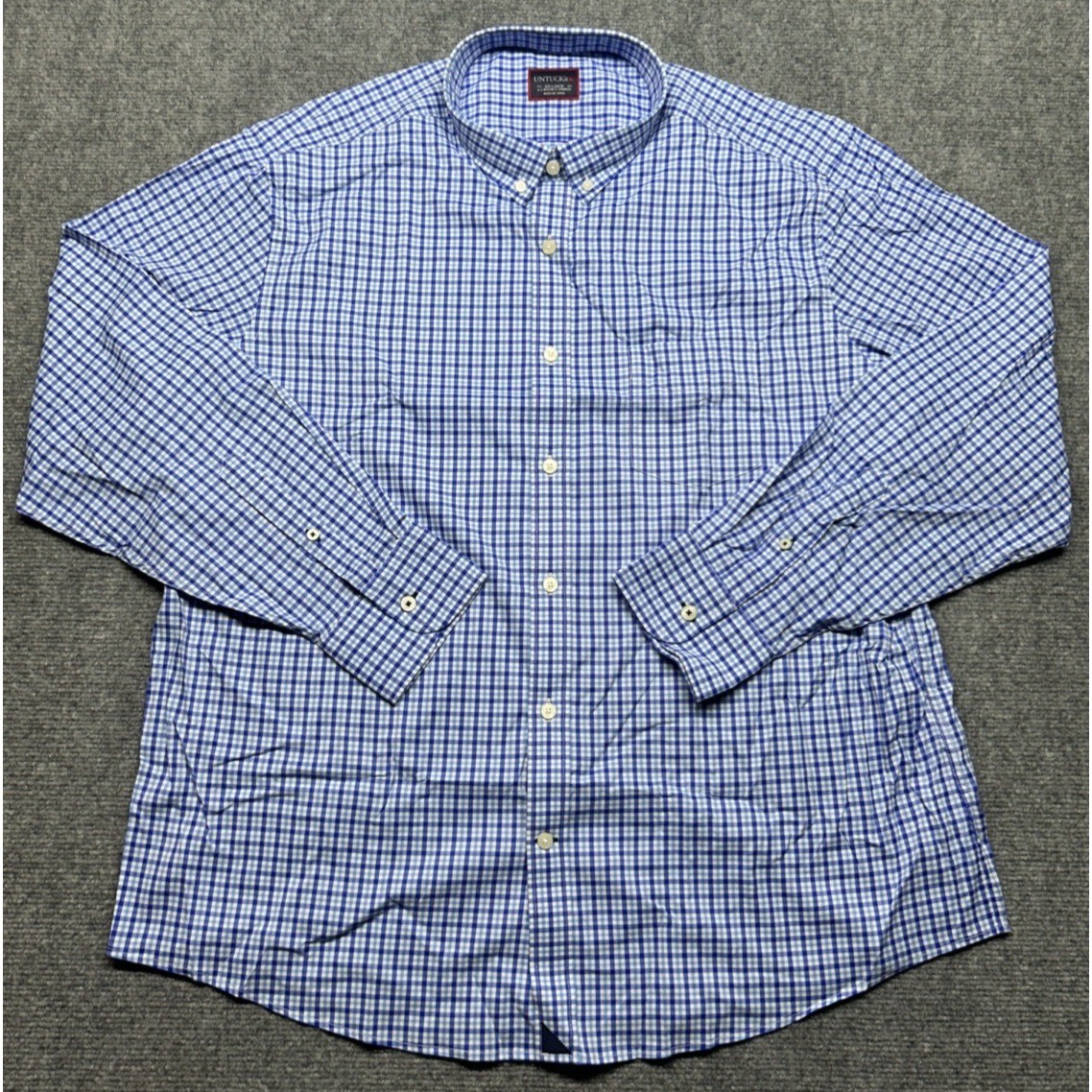 UNTUCKit Moletto Shirt Mens 2XL Blue White Check Button Up Stretch Long Sleeve UNTUCKit Moletto Shirt Mens 2XL Blue White Check Button Up Stretch Long Sleeve