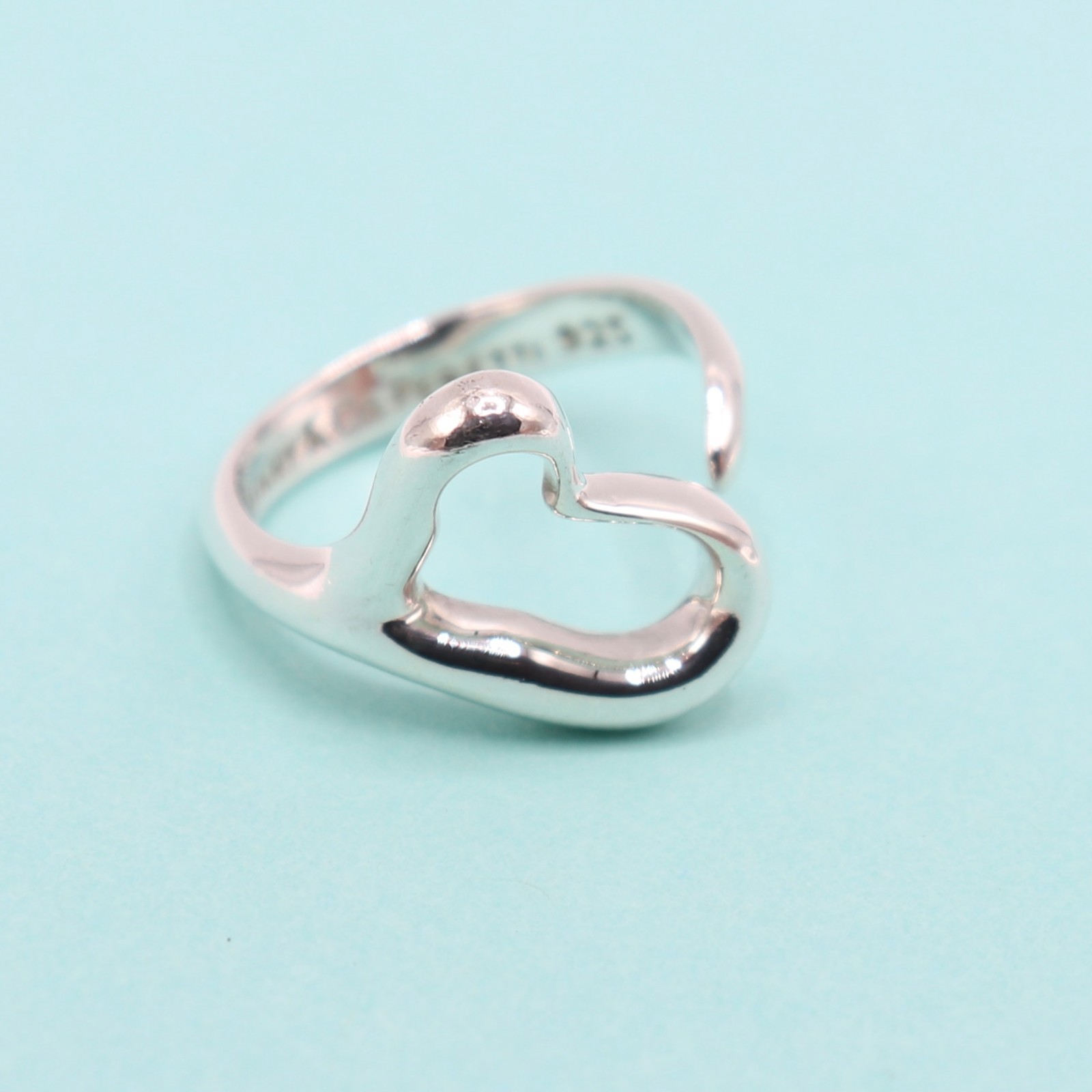 Tiffany & Co. Elsa Peretti Open Heart Ring Sterling Silver 925 Size: US 5.5