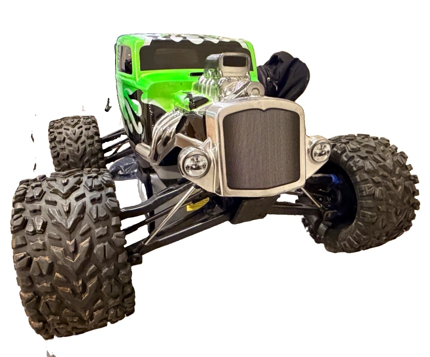 Traxxas 1/8 eRevo 4WD Electric Brushless ARTR: Green/Black custom Rat Rod Body