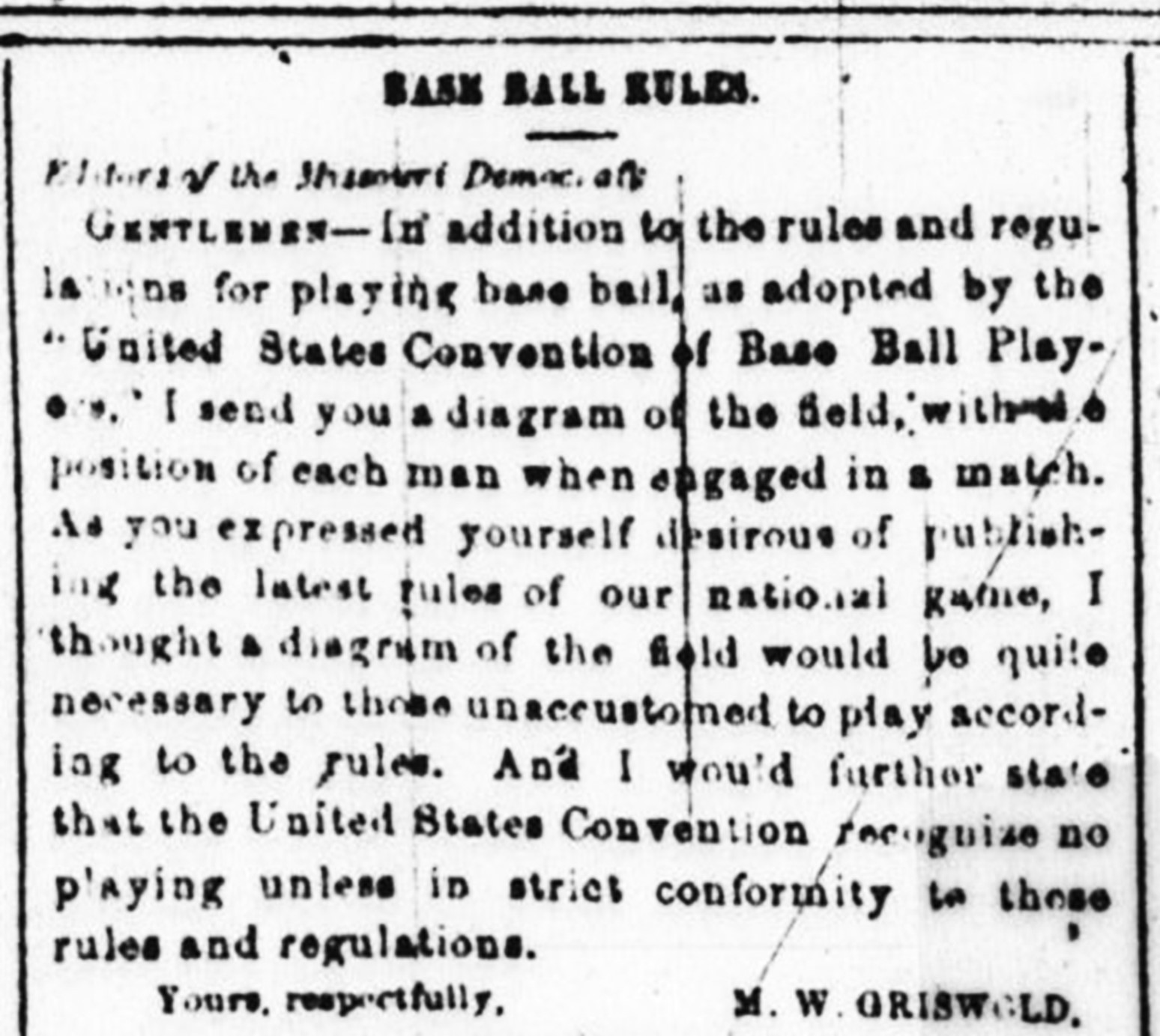 1884 hand-writing of the “Founder” of St. Louis baseball