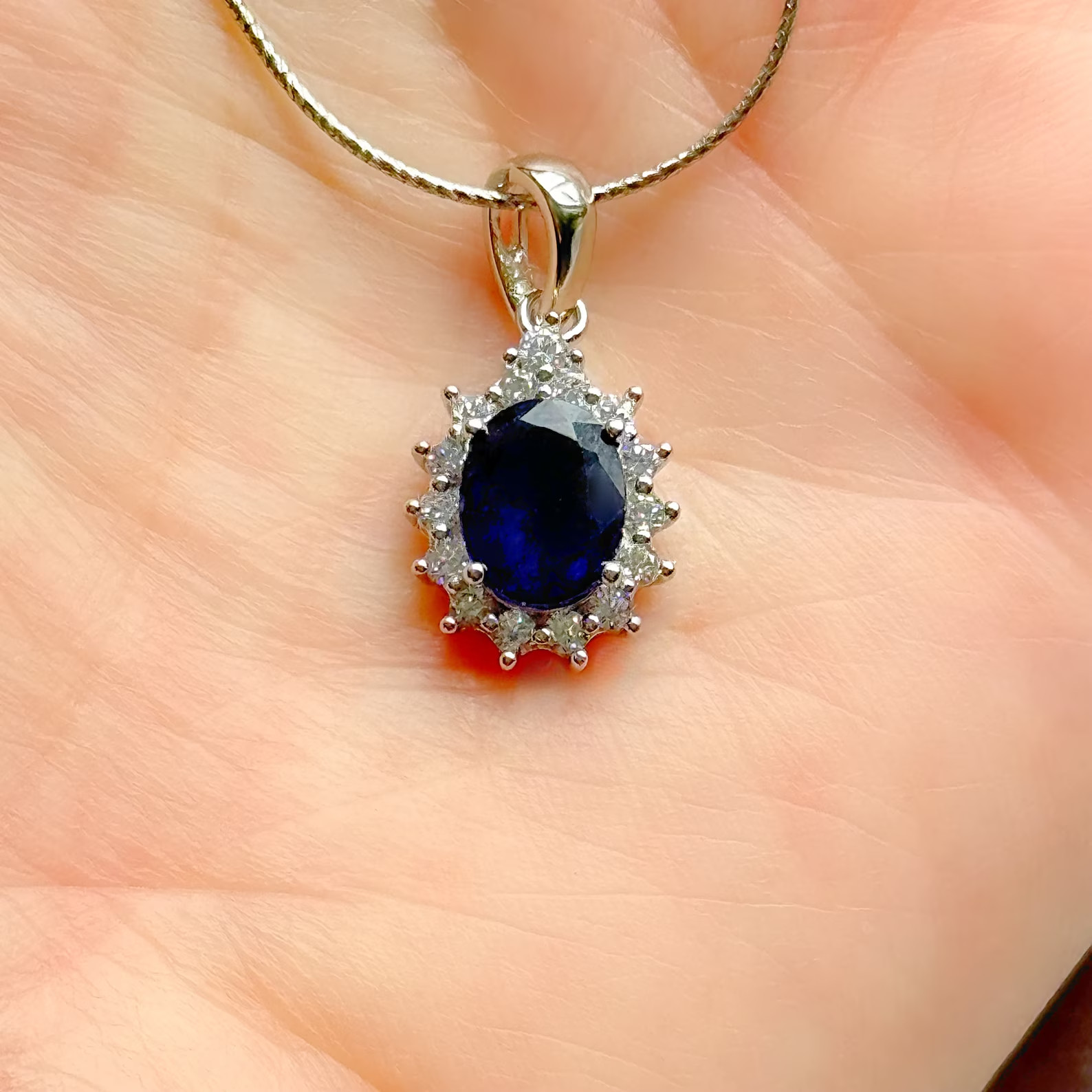 4.50 Ct Oval Cut Natural Sapphire Diamond Gorgeous Pendant 14K White Gold 4.50 Ct Oval Cut Natural Sapphire Diamond Gorgeous Pendant 14K White Gold