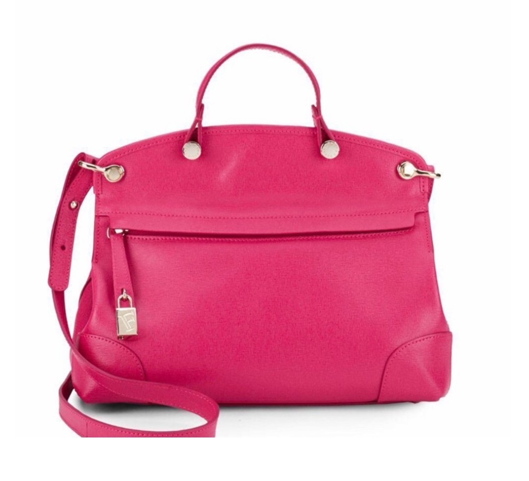 FURLA PIPER Hand Bag Leather 2-way Shoulder Strap Bag Pink Magenta Near Mint FURLA PIPER Hand Bag Leather 2-way Shoulder Strap Bag Pink Magenta Near Mint