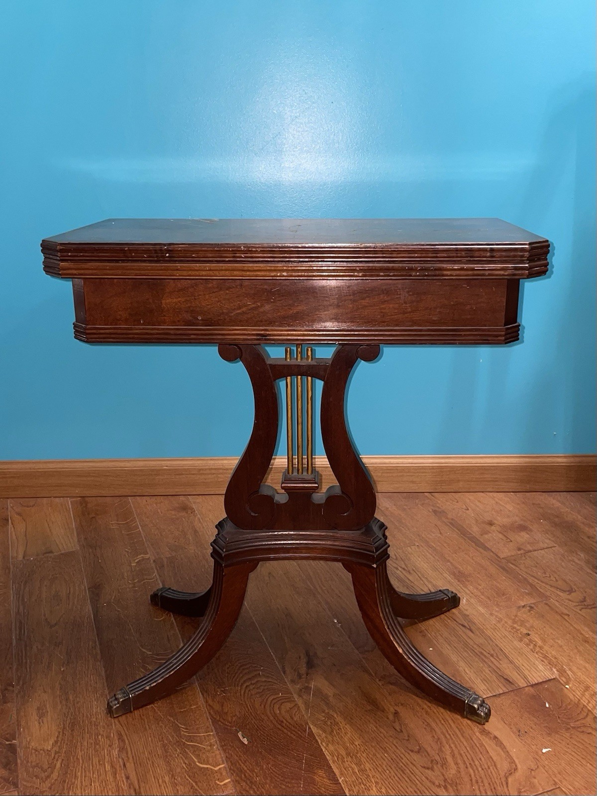 Late 19th Century Antique Mahogany Fold Top Card Game Table Late 19th Century Antique Mahogany Fold Top Card Game Table