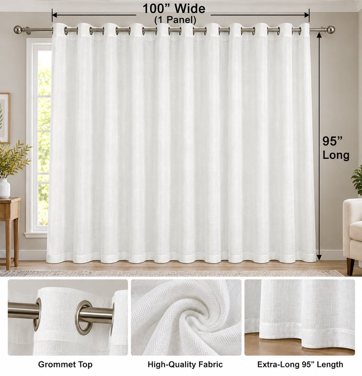 NICETOWN White Blackout Curtain Panel 100 NICETOWN White Blackout Curtain Panel 100