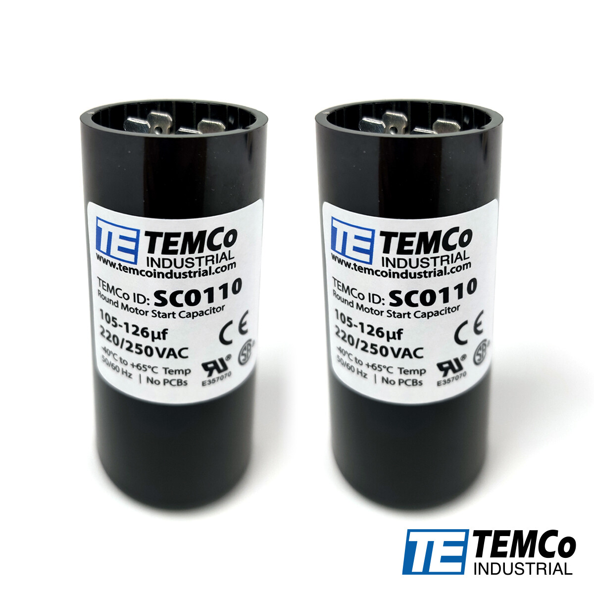 TEMCo 59-71 uf/MFD 220 VAC volts Round Start Capacitor 50/60 Hz -Lot-2