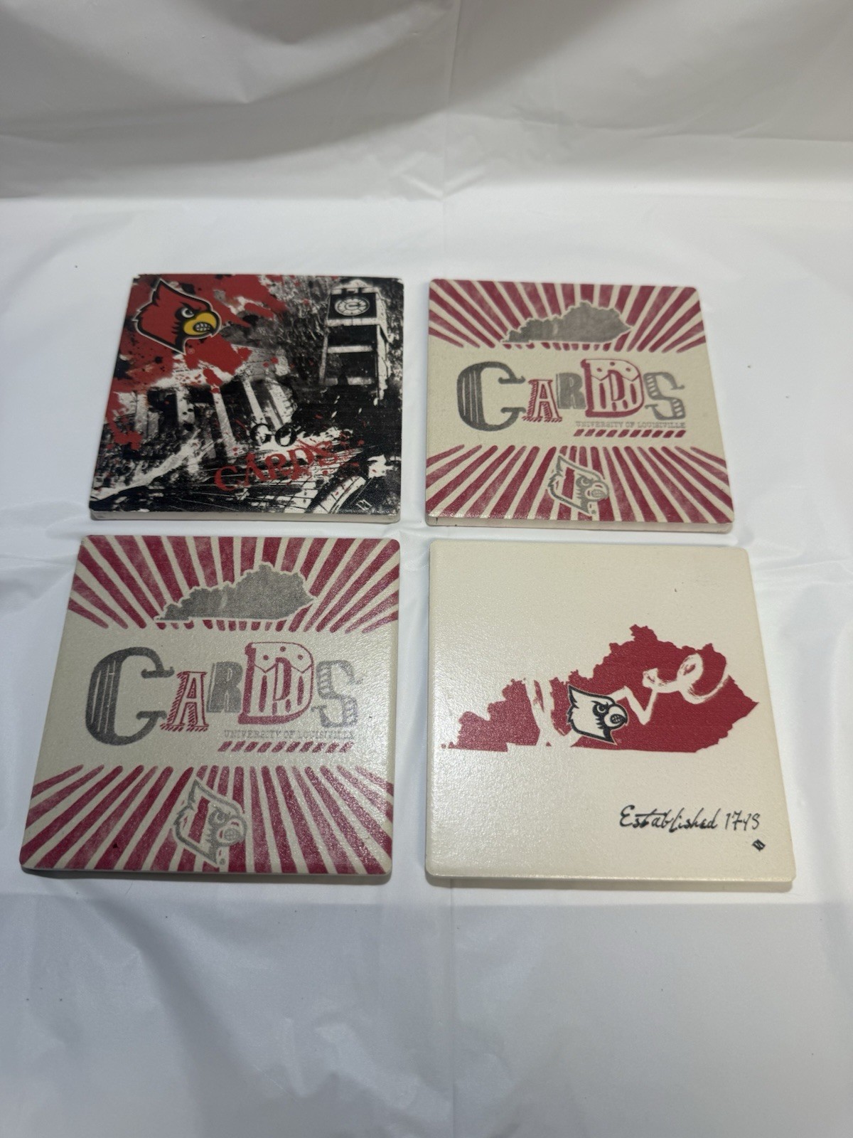 Louisville Cardinals Ceramic And Cork Coasters Set Of 4 Louisville Cardinals Ceramic And Cork Coasters Set Of 4