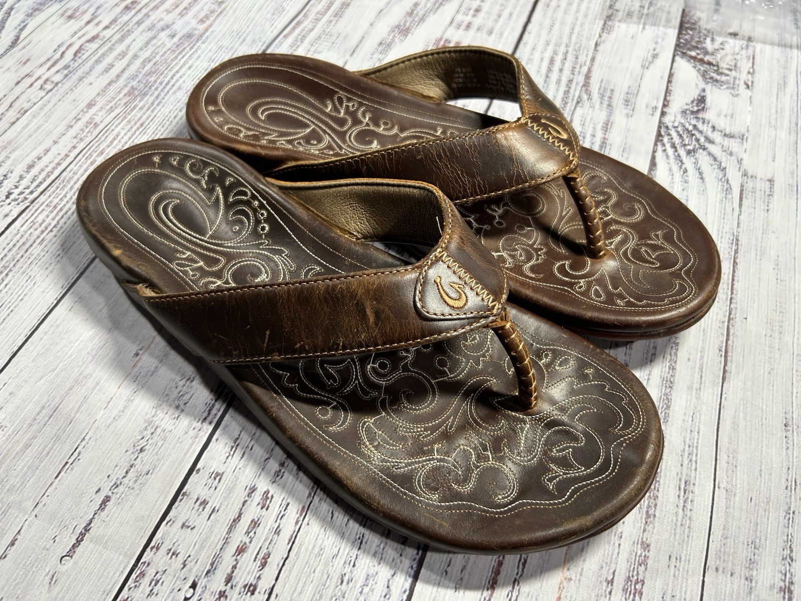 NEW Mens Olukai Sandals Sz 11 Mekila Flip Flops Brown Leather 2106 NEW Mens Olukai Sandals Sz 11 Mekila Flip Flops Brown Leather 2106