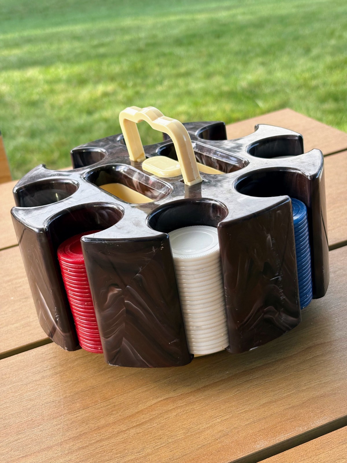Vintage Pre 1941 Pla-Wood Poker Chip Carousel Holder Caddy Marbled Painesville