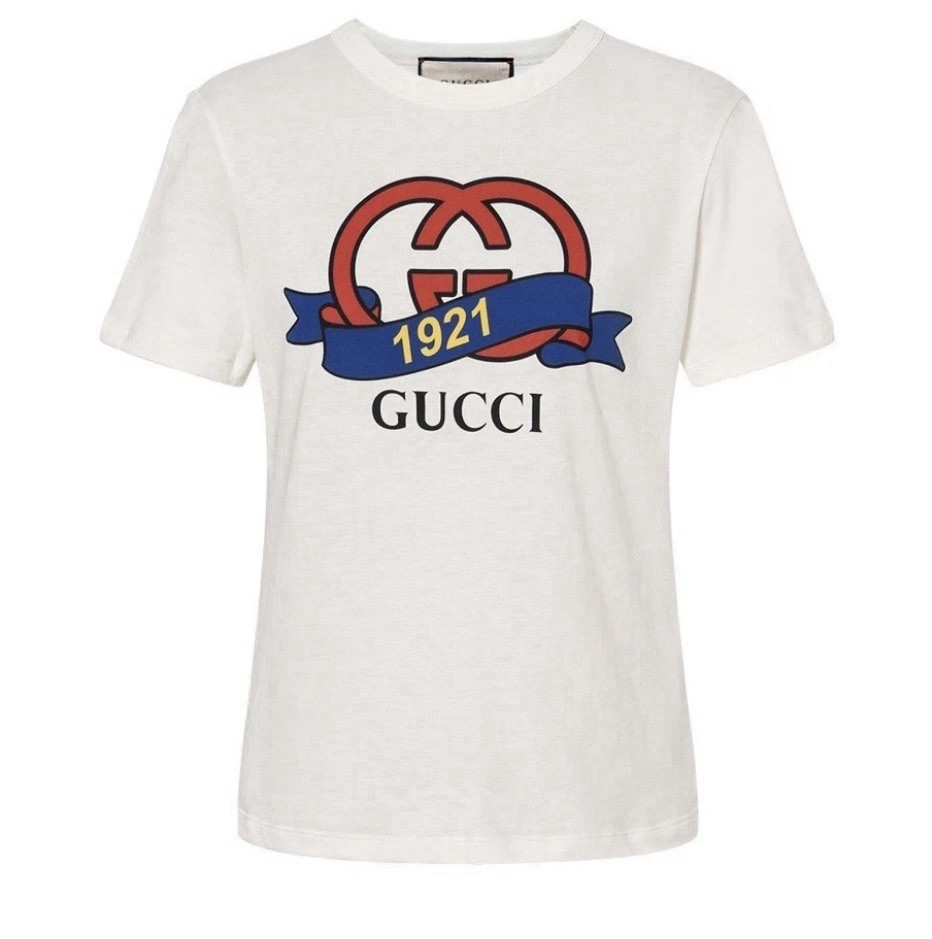 Gucci Interlocking G 1921 Print Cotton Jersey T Shirt Women’s Size XL Authentic Gucci Interlocking G 1921 Print Cotton Jersey T Shirt Women’s Size XL Authentic