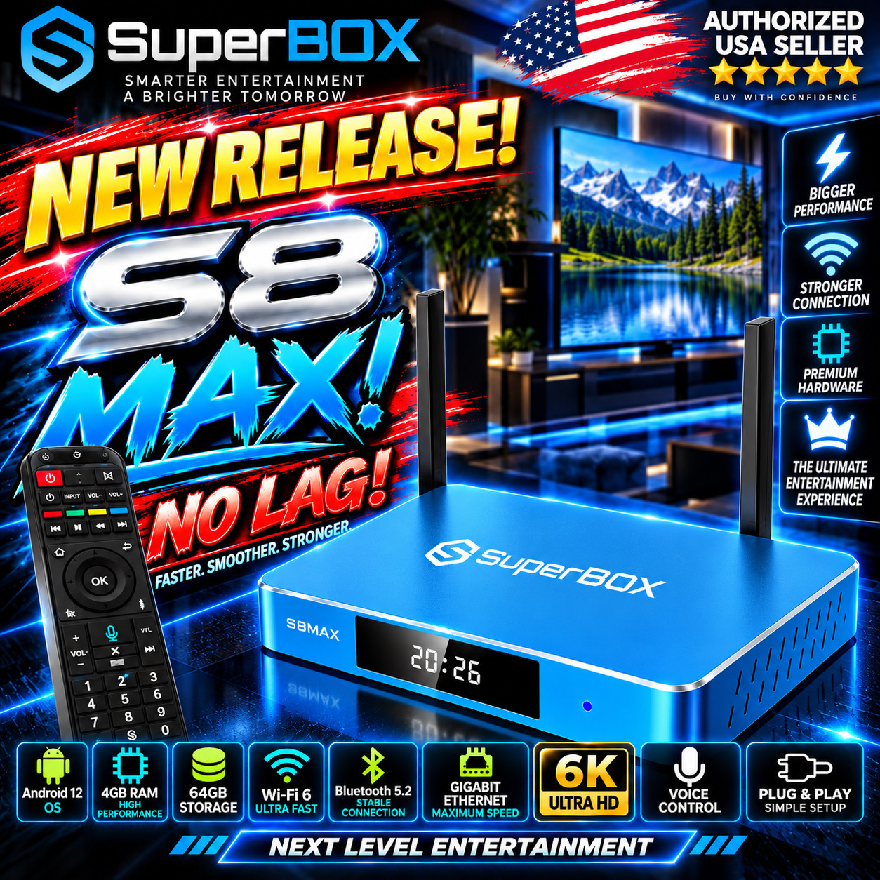 2027 SuperBOX S8 MAX - 1 Day Ship Option - DVR  MD4U - PiP - No App Kickout - S7