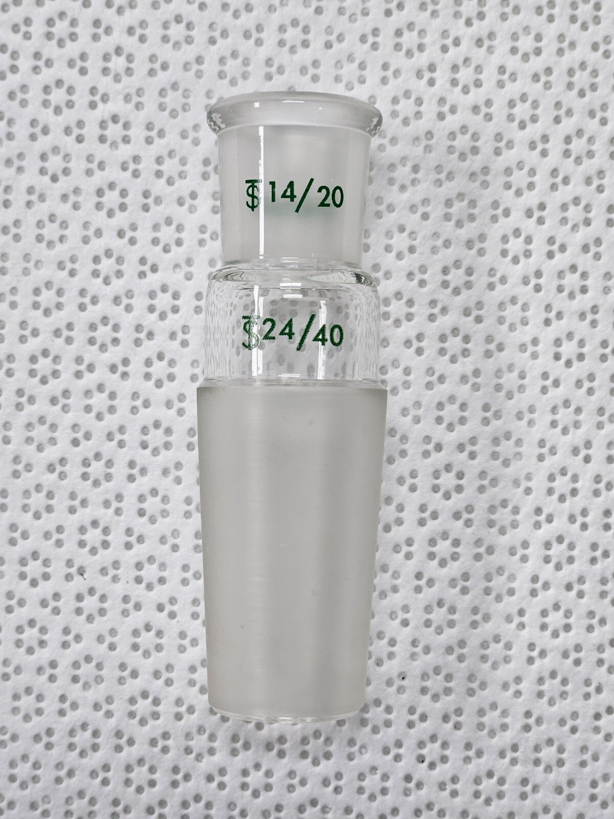 CHEMGLASS # CG-1000-43, Adapter Connecting 14/20 Top Outer, 24/40 Lower Inner Re CHEMGLASS # CG-1000-43, Adapter Connecting 14/20 Top Outer, 24/40 Lower Inner Re