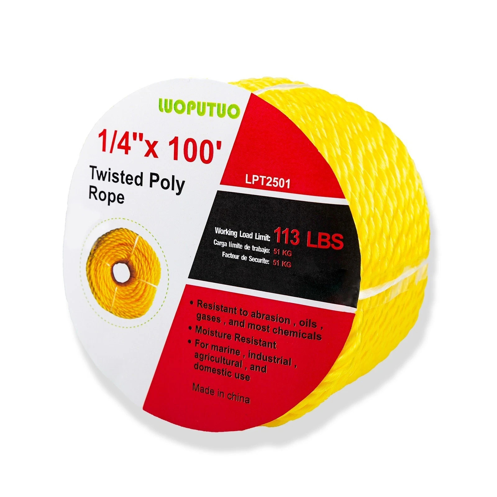 1/4\'\' 100\' Yellow Poly Twisted Rope 1/4\'\' 100\' Yellow Poly Twisted Rope
