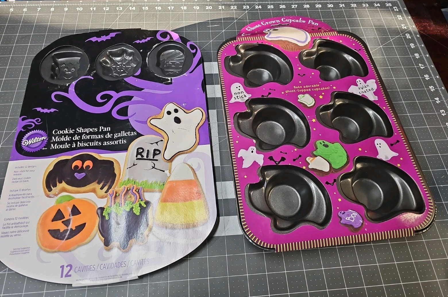 LOT OF 2 HALLOWEEN GHOST CROWN CUPCAKE & COOKIE SHAPES PANS NEW WILTON LOT OF 2 HALLOWEEN GHOST CROWN CUPCAKE & COOKIE SHAPES PANS NEW WILTON