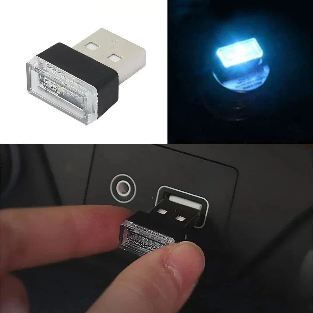 Blue Mini USB Car Atmosphere Lights LED Cigarette Lighter Decorative Lights Blue Mini USB Car Atmosphere Lights LED Cigarette Lighter Decorative Lights