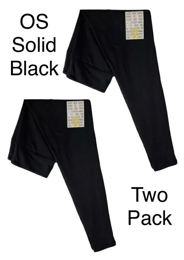 Two pack OS LuLaRoe One Size Leggings Solid Black 2 pack bundle 